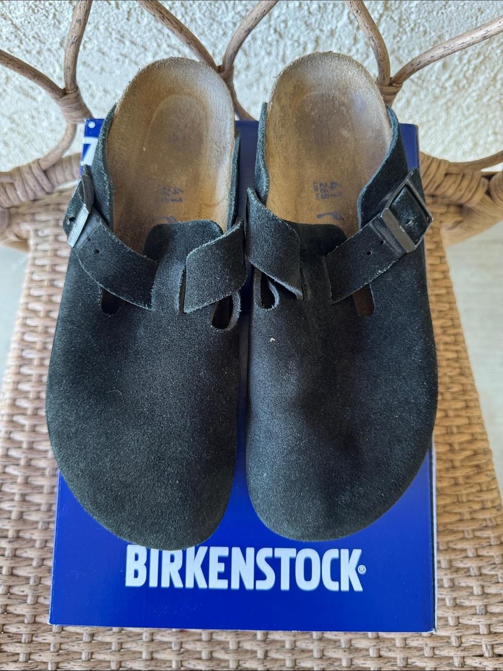 Birkenstock Black Suede Clog Mules